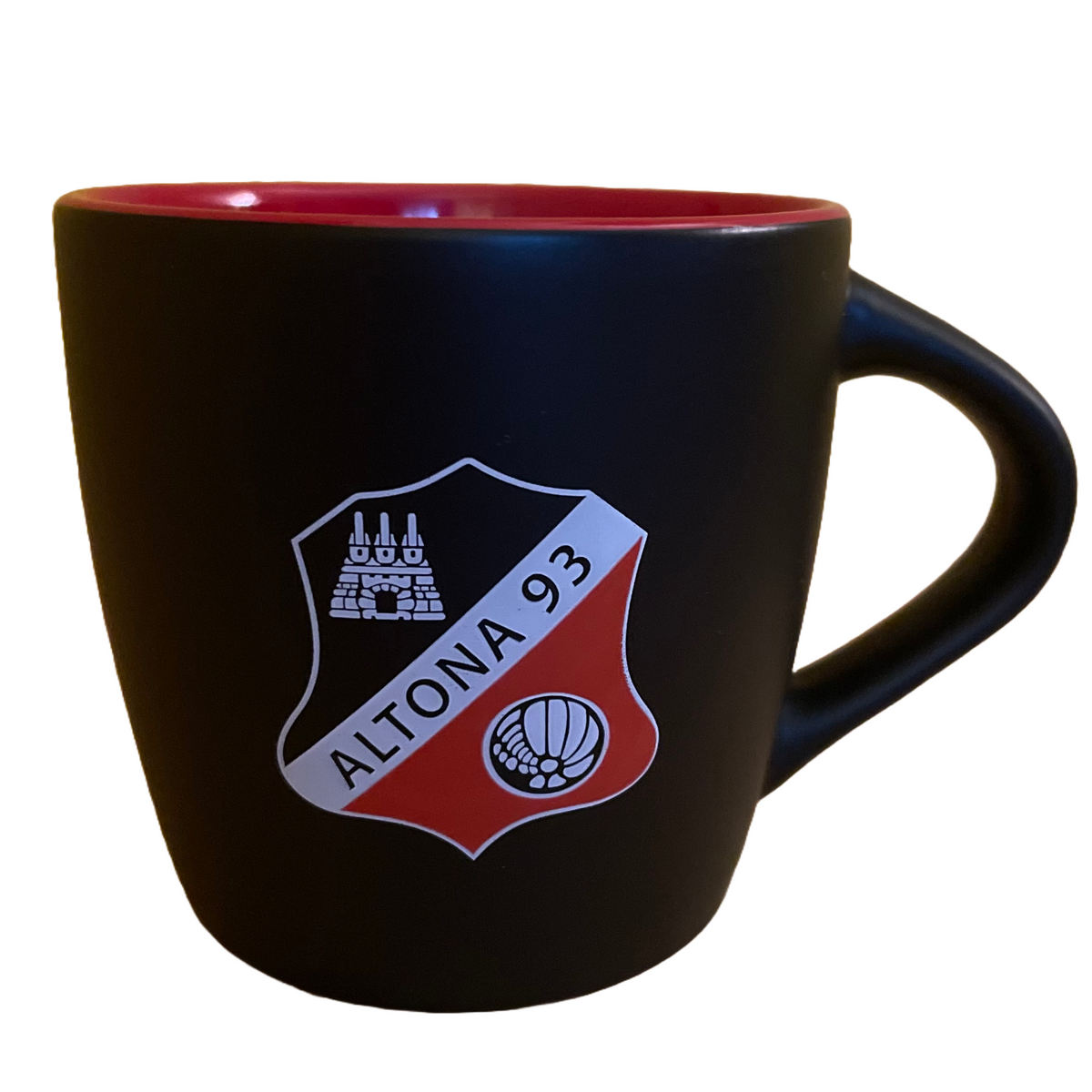 Kaffeebecher schwarzmatt mit Logo –